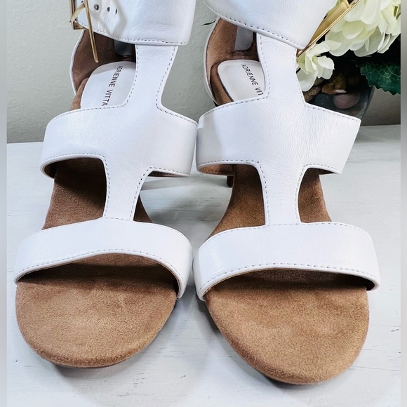 Adrienne Vittadini T-strap Sandal, Wooden Heel, Color White, Size 7.5 - Picture 7 of 10